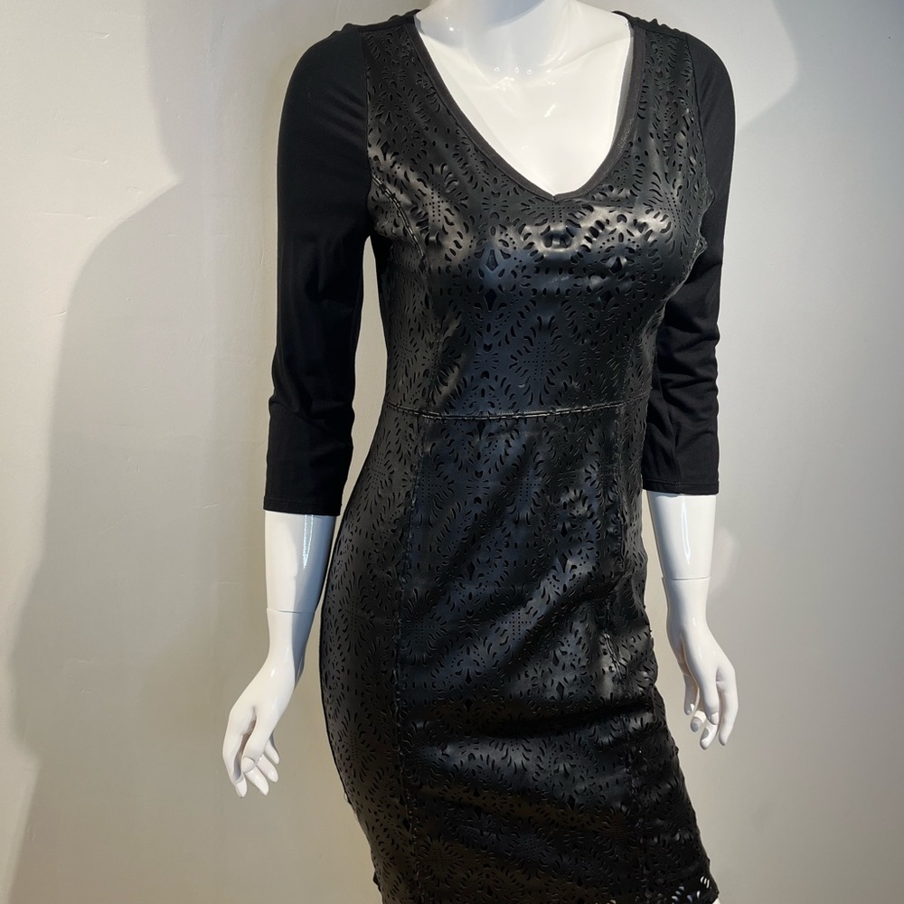 Hale Bob Black Leather Dress., Bodycon mini dress size medium perfect condition
